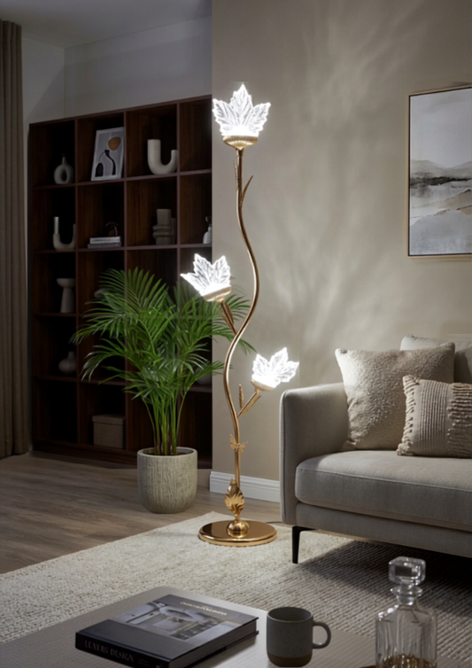 Lámpara de Piso LED - Diseño Hojas de Cristal Maple