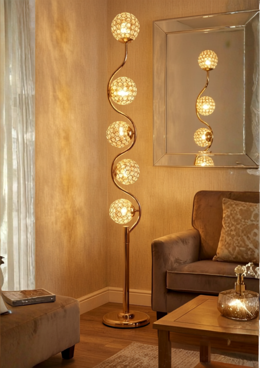 Lámpara de Piso LED de Diseño Esférico - Luz Cálida