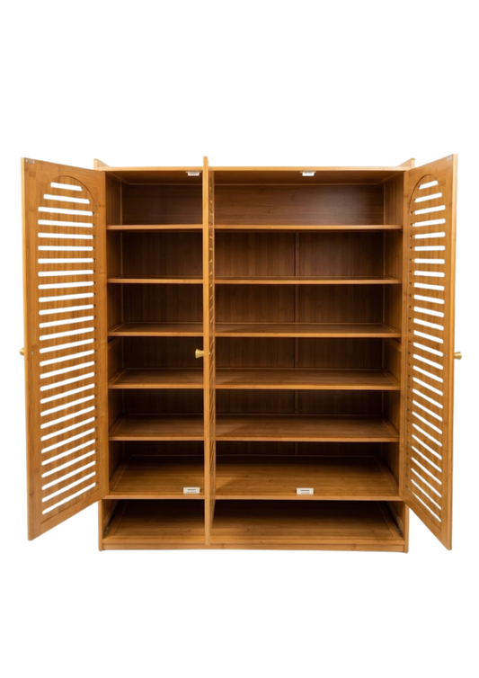 Zapatera de bambú de 3 Puertas con Cajón