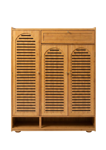 Zapatera de bambú de 3 Puertas con Cajón