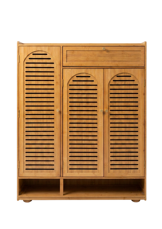 Zapatera de bambú de 3 Puertas con Cajón