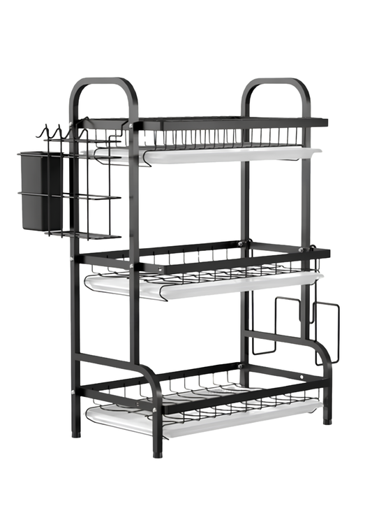 Escurridor de Platos de 3 Niveles - Negro