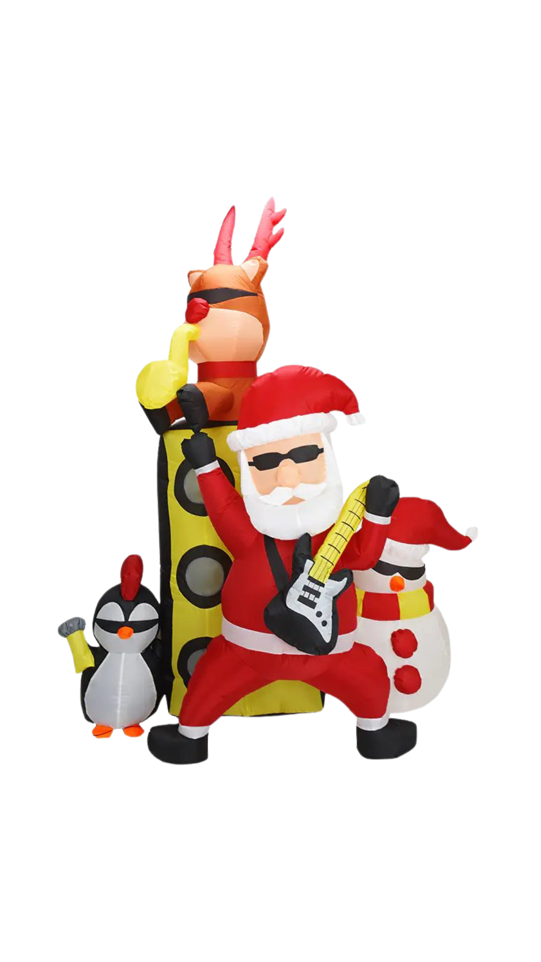 Papá Noel Rockero Inflable con Banda – 210 cm