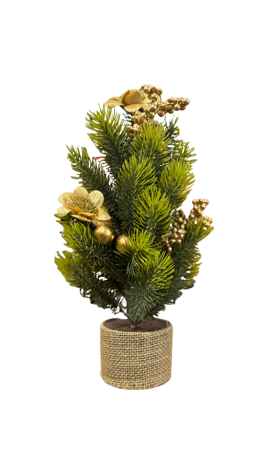 Árbol de Navidad Decorativo con Detalles Dorados – 40 cm